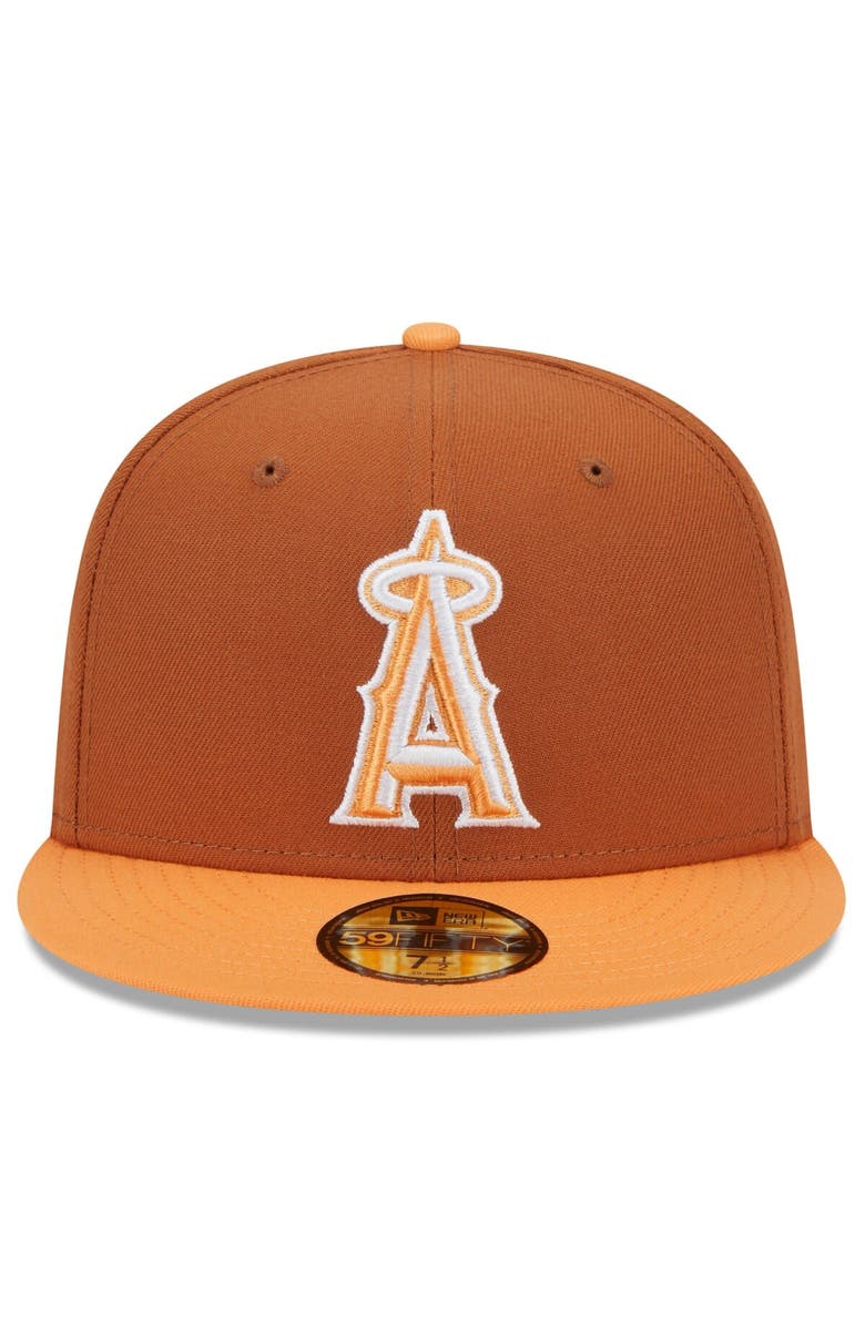 New Era Men's New Era Brown/Orange Los Angeles Angels Spring Color Basic Two-Tone 59FIFTY Fitted Hat, Alternate, color, 