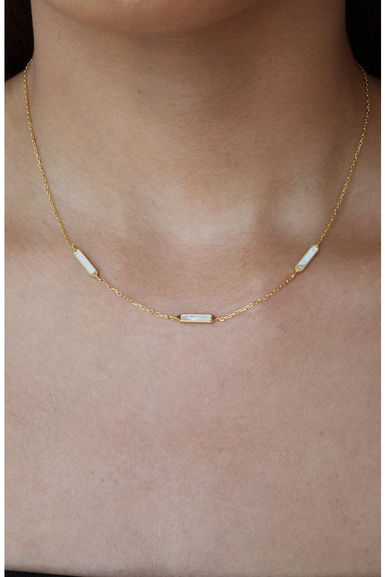Mother-of-Pearl Bar Station Necklace, Alternate, color, GOLD