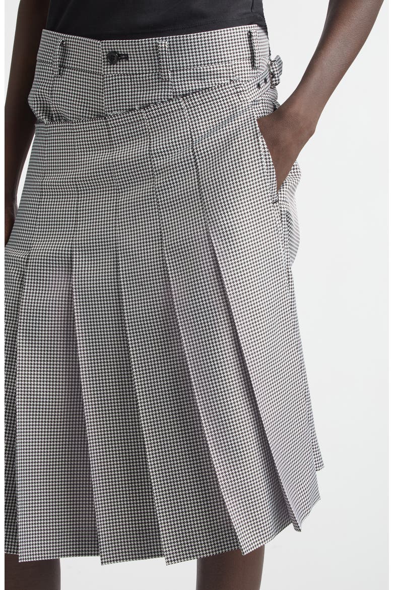 Pleated Asymmetric Houndstooth Check Skort, Alternate, color, BLACK/ WHITE