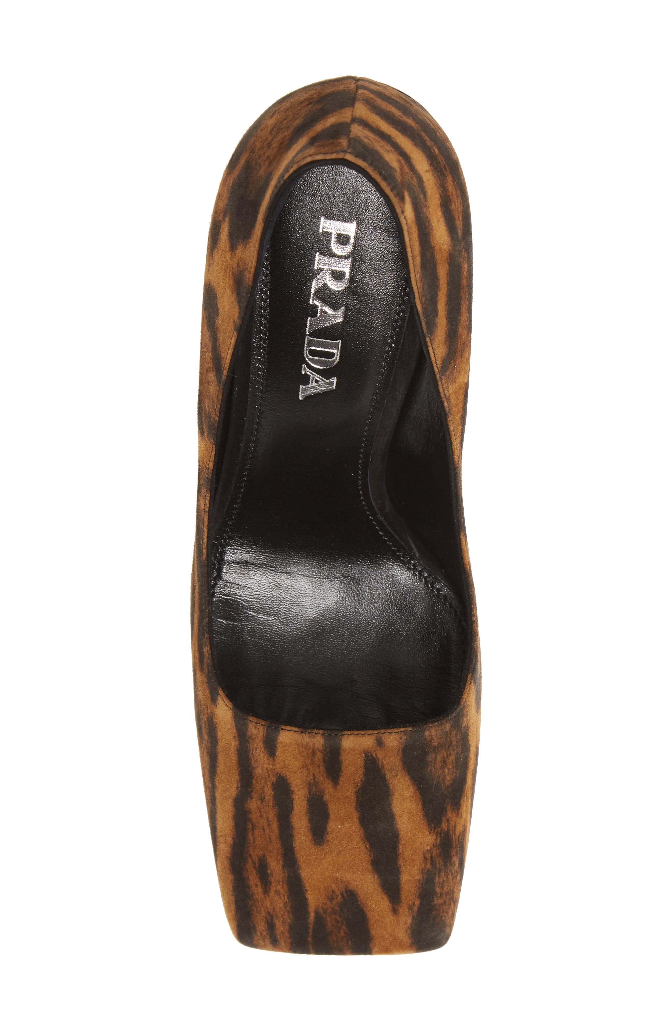 Prada Square Toe Block Heel Leopard Print Pump, Alternate, color, 