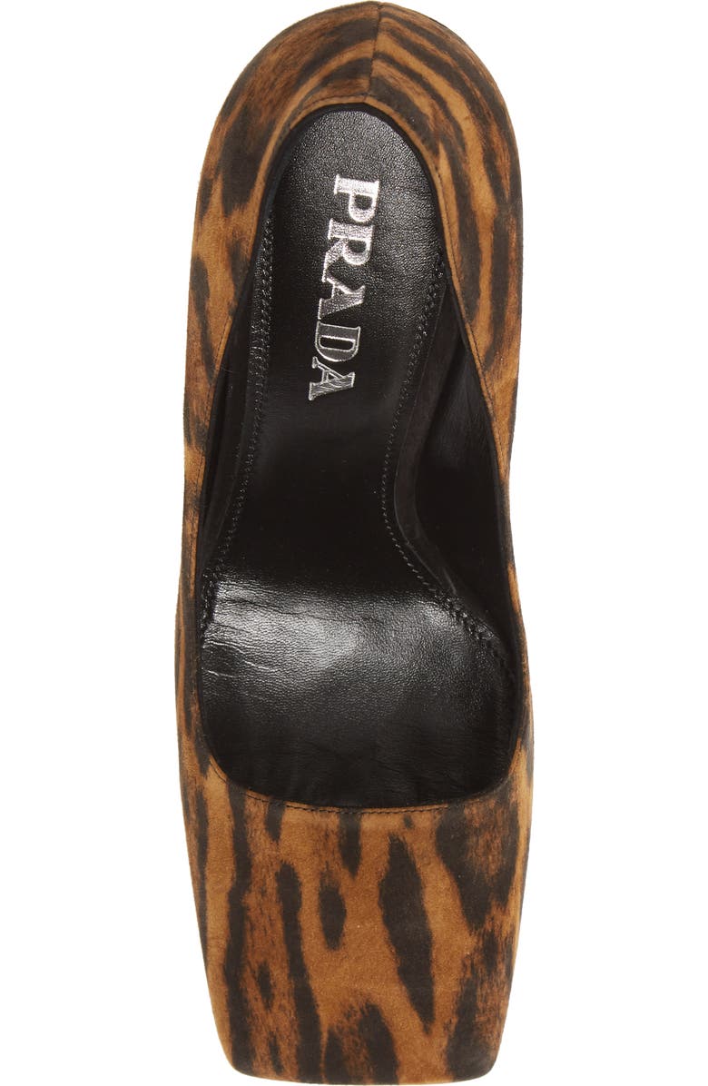 Prada Square Toe Block Heel Leopard Print Pump, Alternate, color,