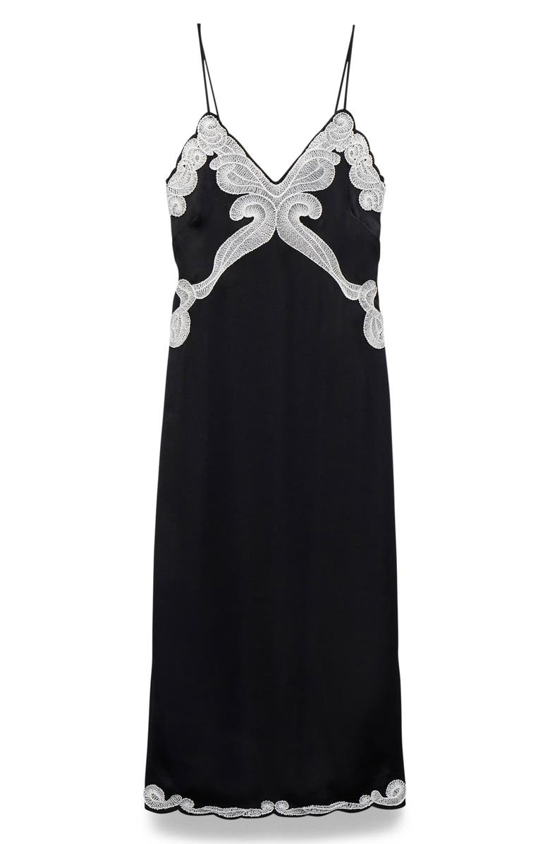 rag & bone Ann Embroidery Detail Midi Slipdress, Alternate, color, Black