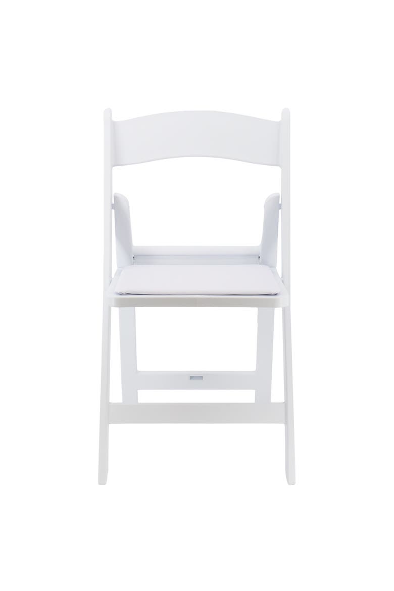 4 Piece Plastic Folding Resin Chair in White with Removable Seat Pad, Alternate, color, White