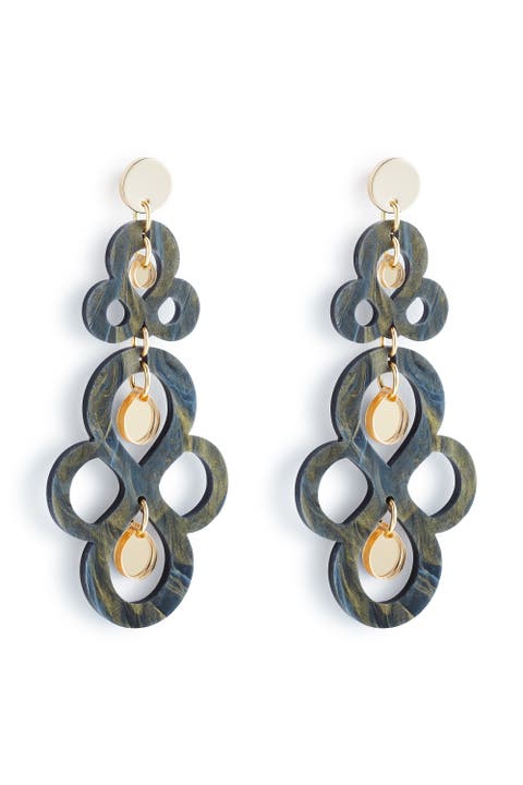 Batik Earrings - Black Swirl & Gold Mirror