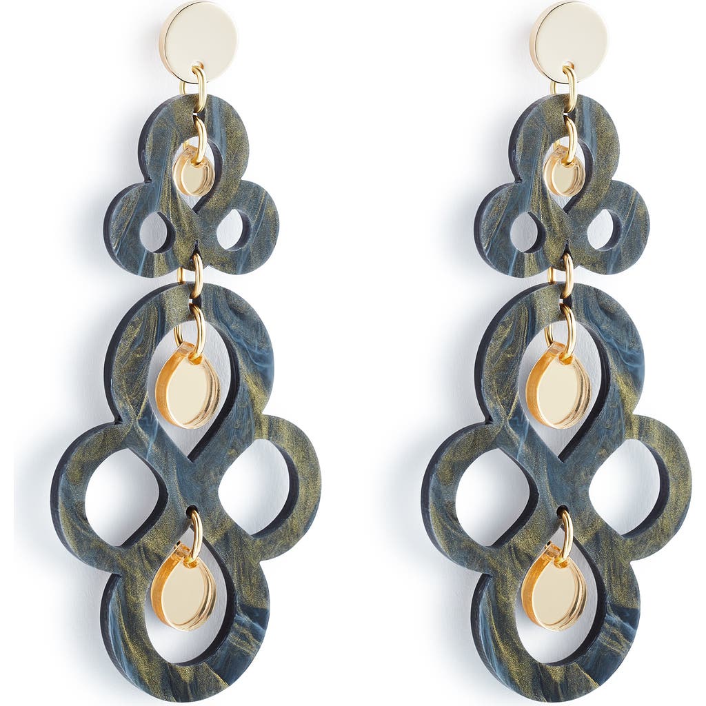 Toolally Batik Earrings - Black Swirl & Gold Mirror  product