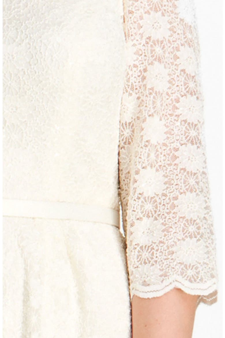 Belted Lace Sheath Dress, Alternate, color, IVORY