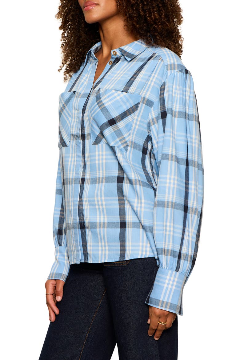 Colette Plaid Button-Up Shirt, Alternate, color, BLUE BIRD