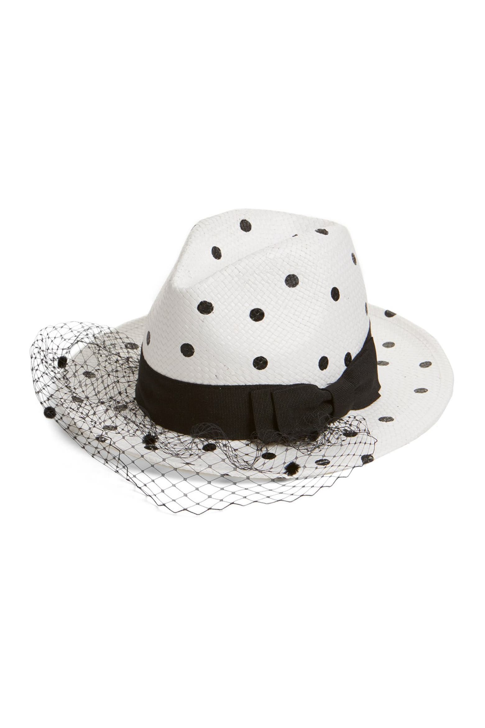 Bermarn Helene Berman Veiled Polka Dot Woven Fedora (Women) | Nordstrom