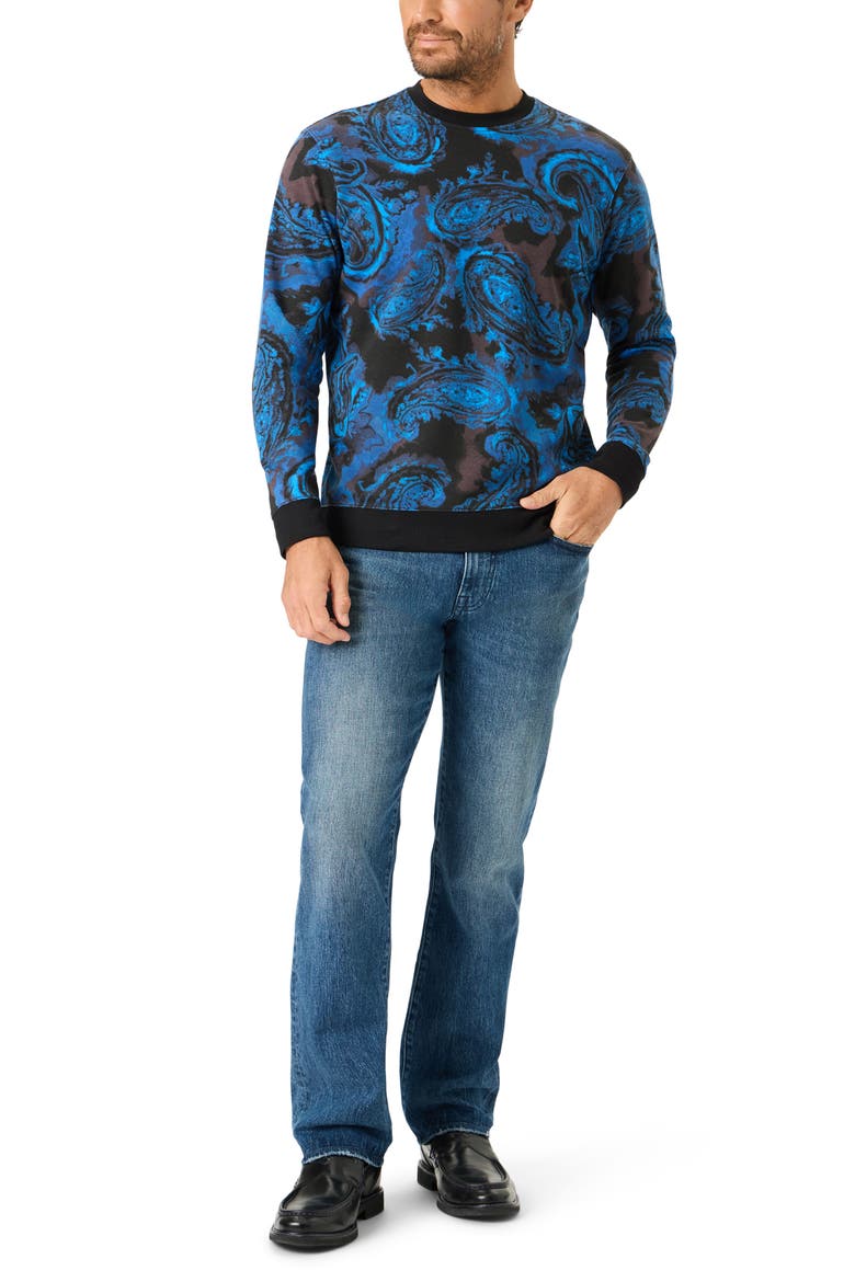 Paisley Long Sleeve Knit Top, Alternate, color, NAVY