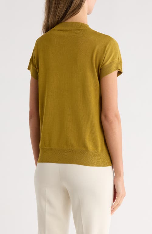 T Tahari Short Sleeve Crew Sweater In Yellow