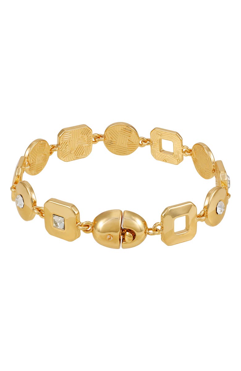 T Tahari Crystal Chain Bracelet, Main, color, Gold Tone