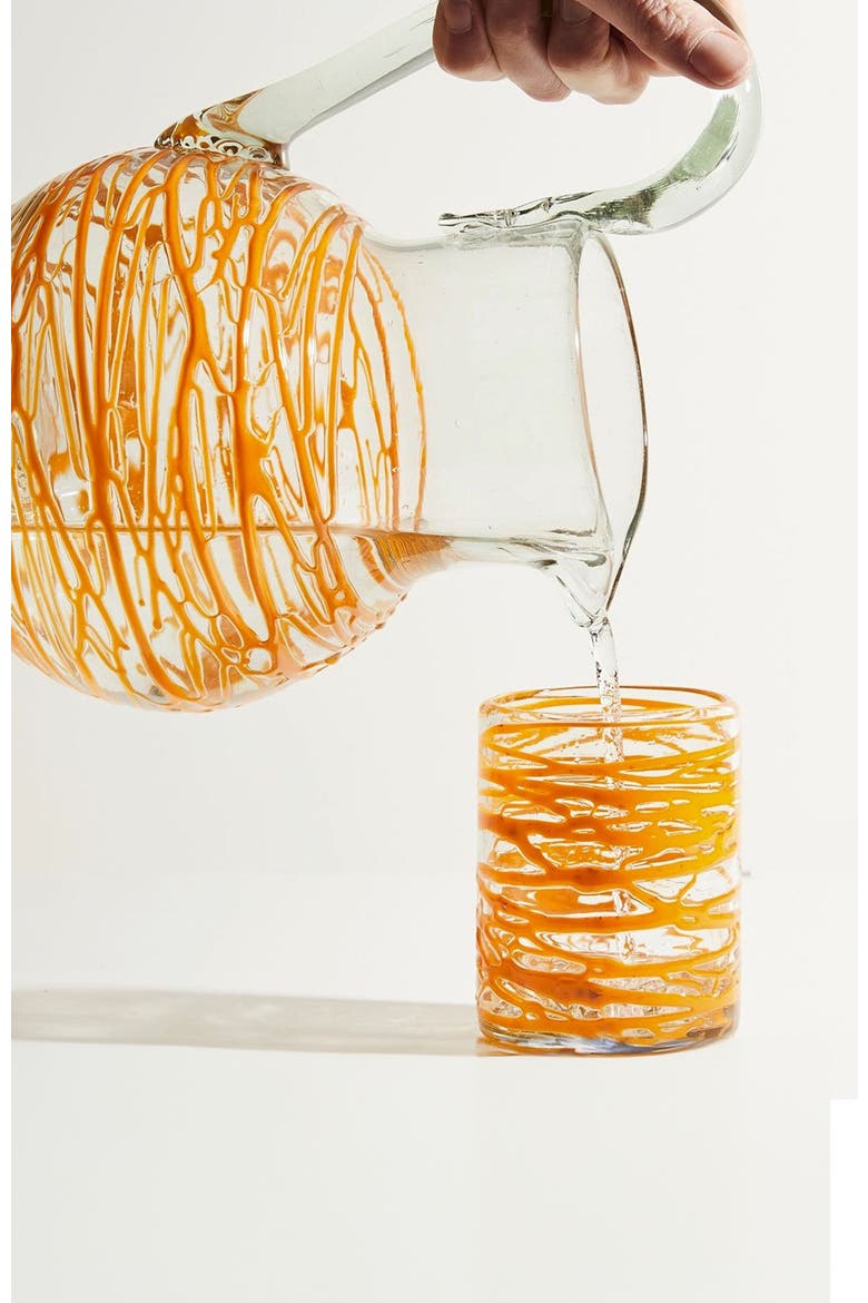 Handblown Glass Pitcher, Alternate, color, Orange