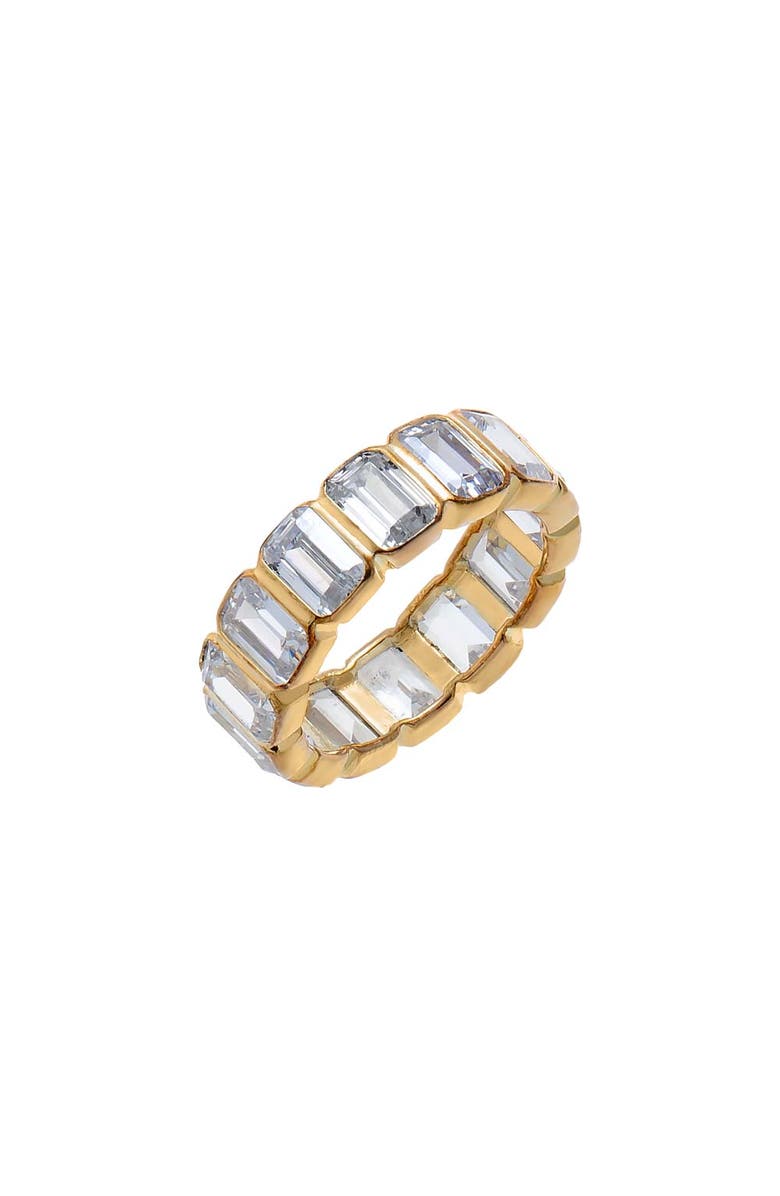 BY ADINA EDEN Bezel Set Emerald CZ Eternity Ring, Main, color, Gold