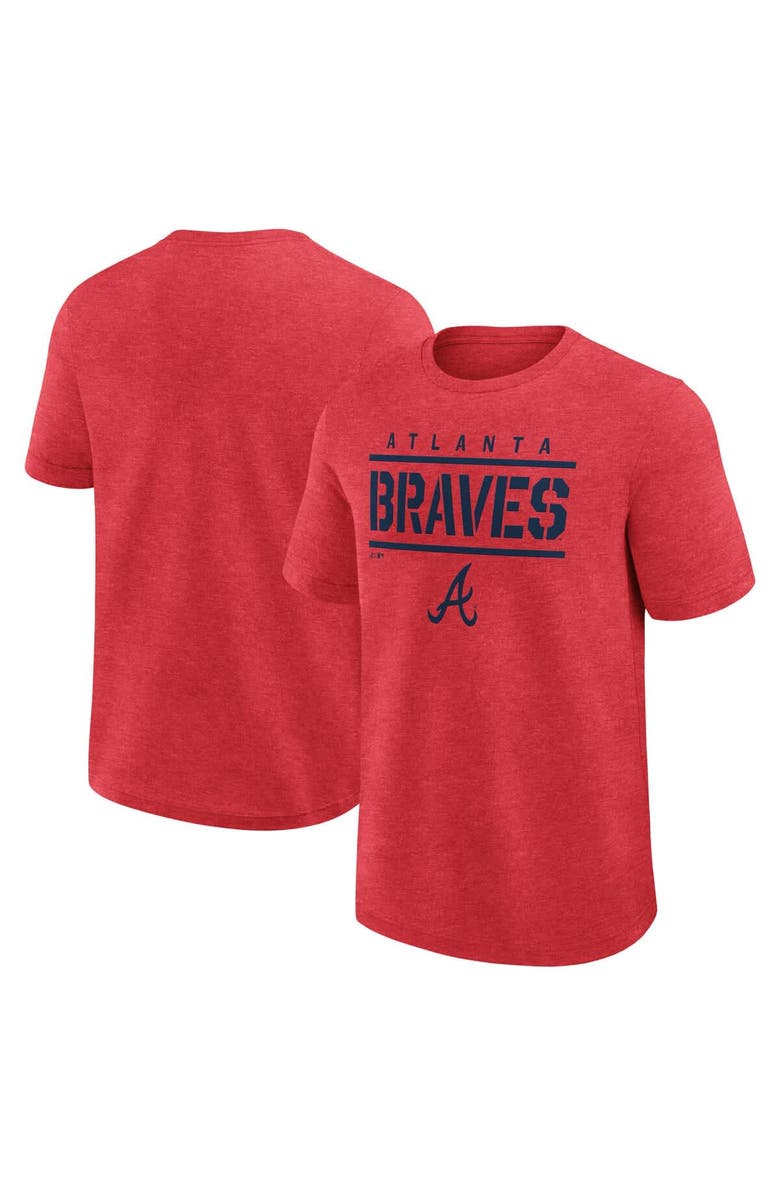 FANATICS Men's Fanatics Heather Red Atlanta Braves Top Notch T-Shirt, Main, color, 