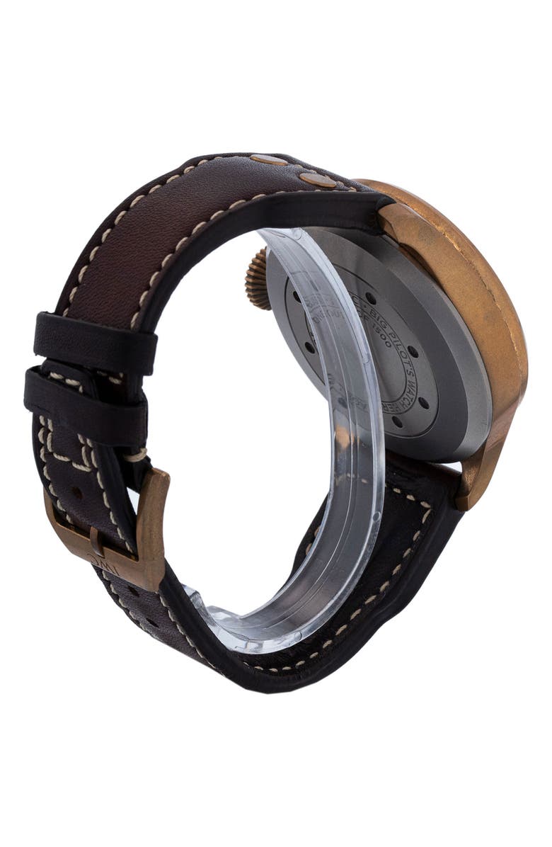 Watchfinder & Co. IWC Preowned 2019 Big Pilot's IW501005 Leather Strap Watch, 46.2mm, Alternate, color, Black