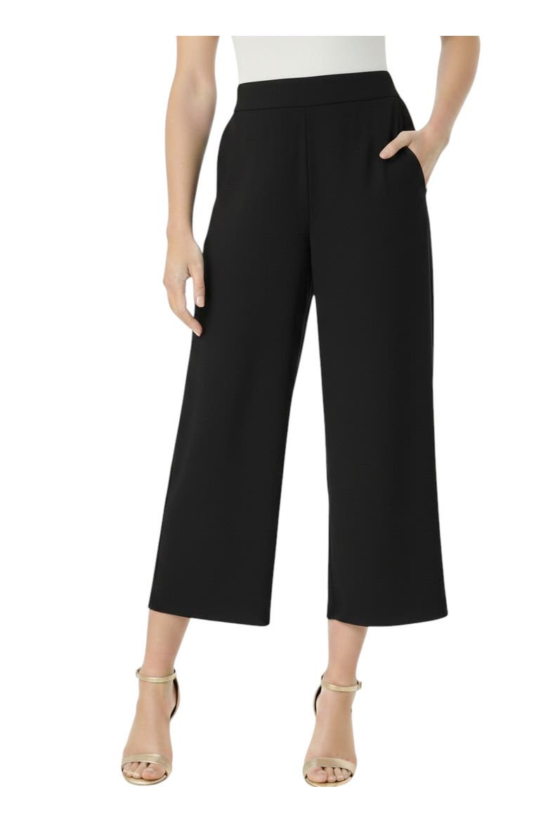 Plus Size Ultra Drape Wide Leg Pull On Capri Pants, Main, color, BLACK