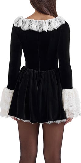 Czarina Lace Trim Ruffle Minidress