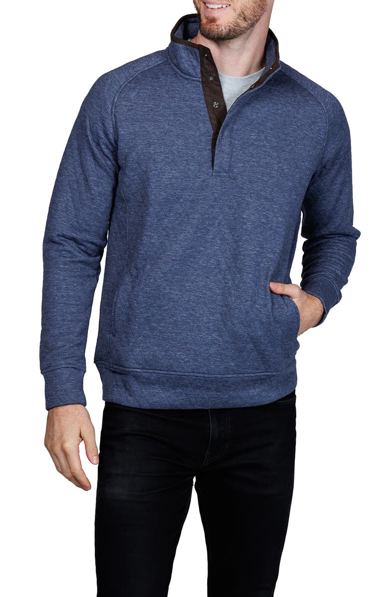 TailorByrd Hidden Snap Front Quilted Pullover, Alternate, color, Denim