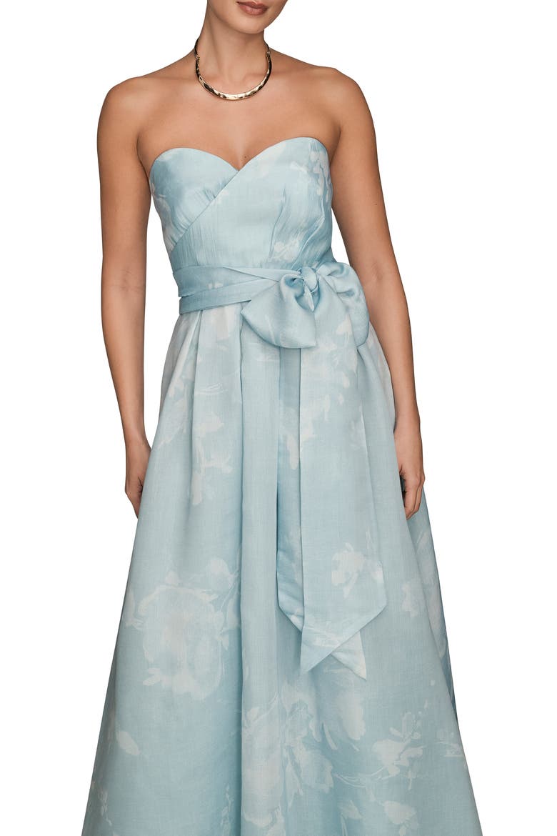 Floral Strapless Fit & Flare Gown, Alternate, color, SEA MIST MULTI