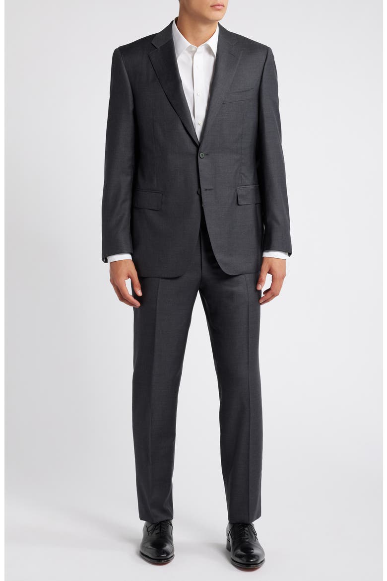 Solid Wool Suit, Main, color, CHARCOAL