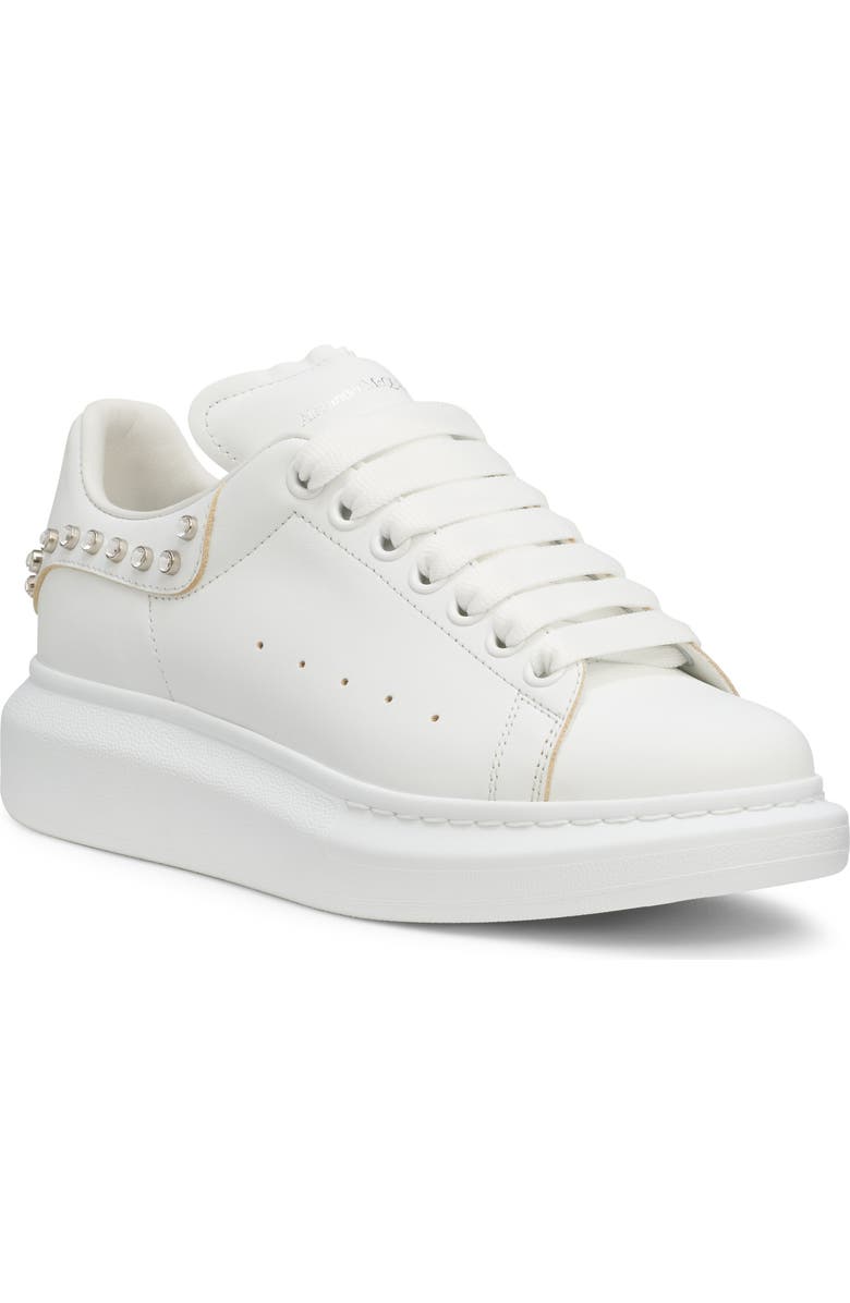 McQueen Oversized Crystal Embellished Sneaker, Main, color, White/ White/ Crystal