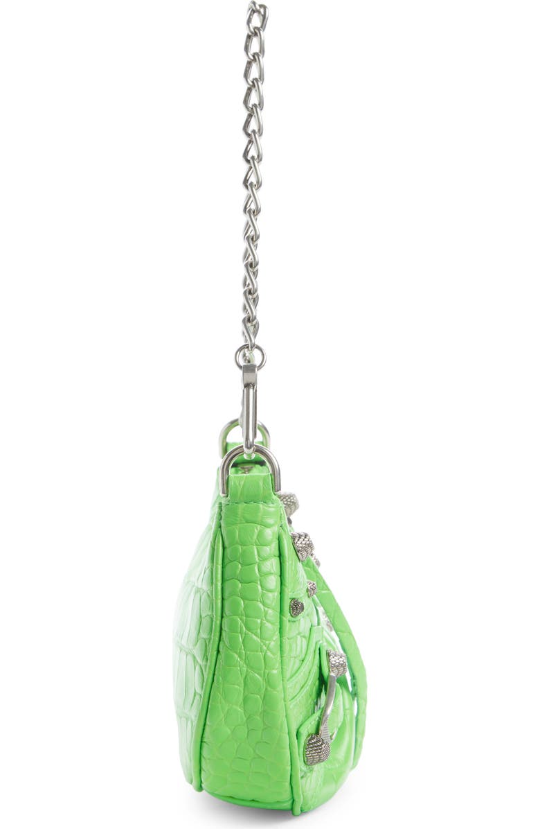 Balenciaga Le Cagole Metallic Croc Embossed Leather Shoulder Bag, Alternate, color,