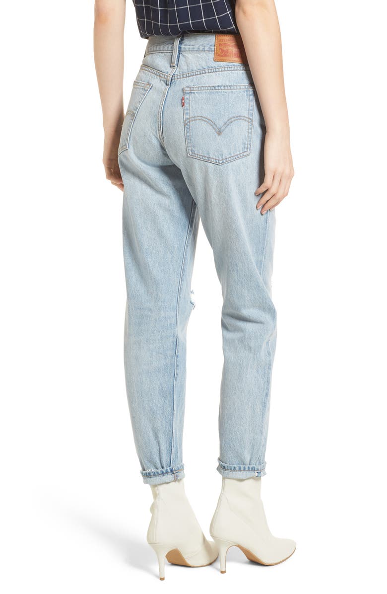 Levi's<sup>®</sup> Wedgie Icon Fit Ripped High Waist Ankle Jeans, Alternate, color, 