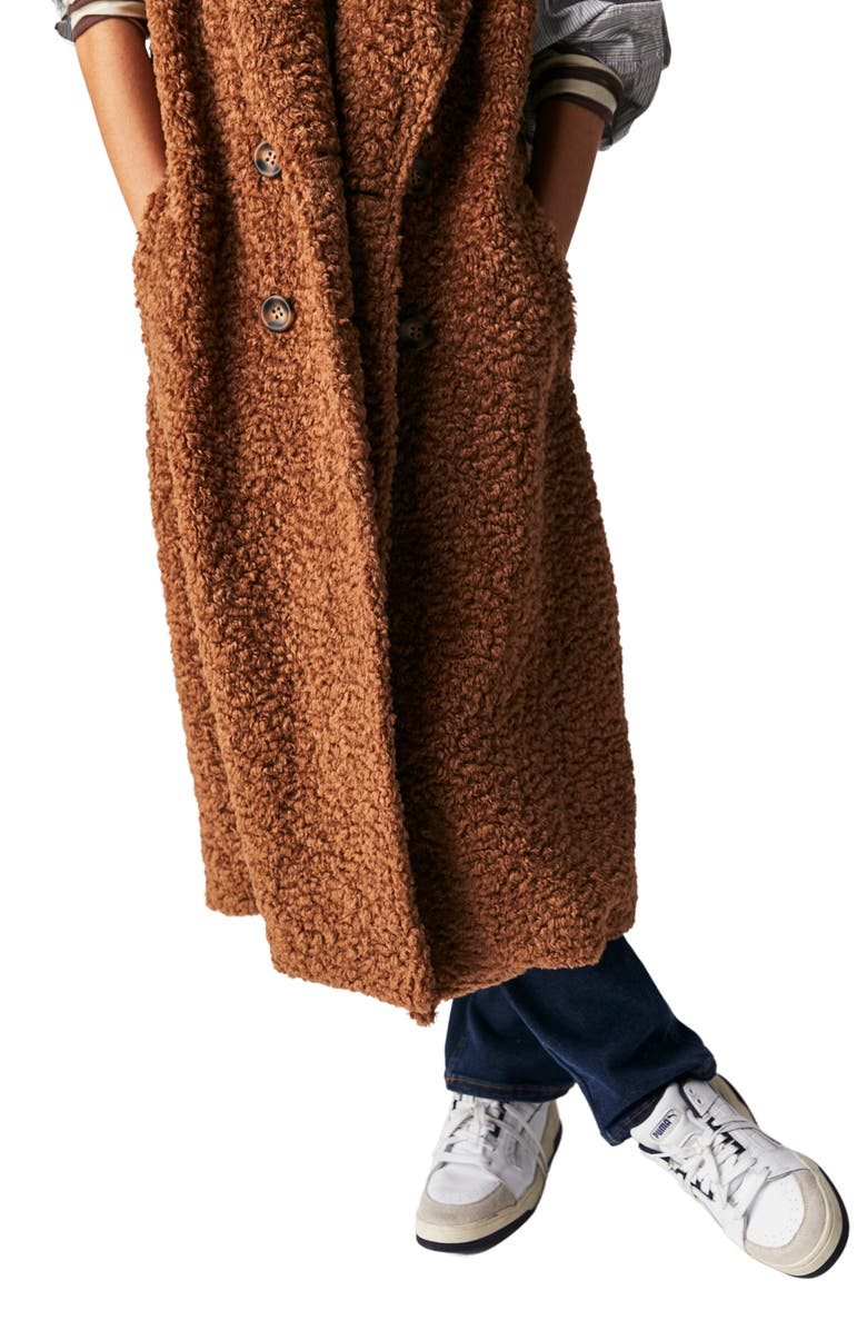 Free People Cozy Time Faux Fur Longline Vest, Alternate, color, 