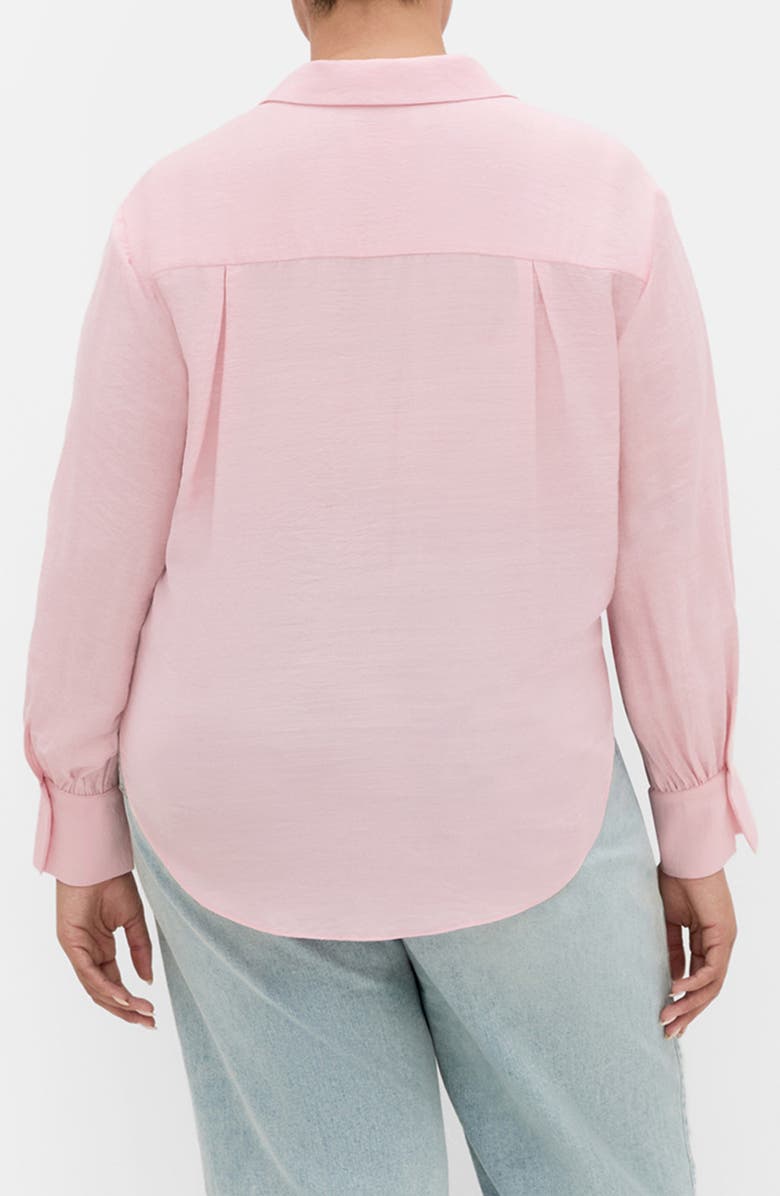 City Chic Rosabella Tie Hem Button-Up Shirt, Alternate, color, Heavenly Pink