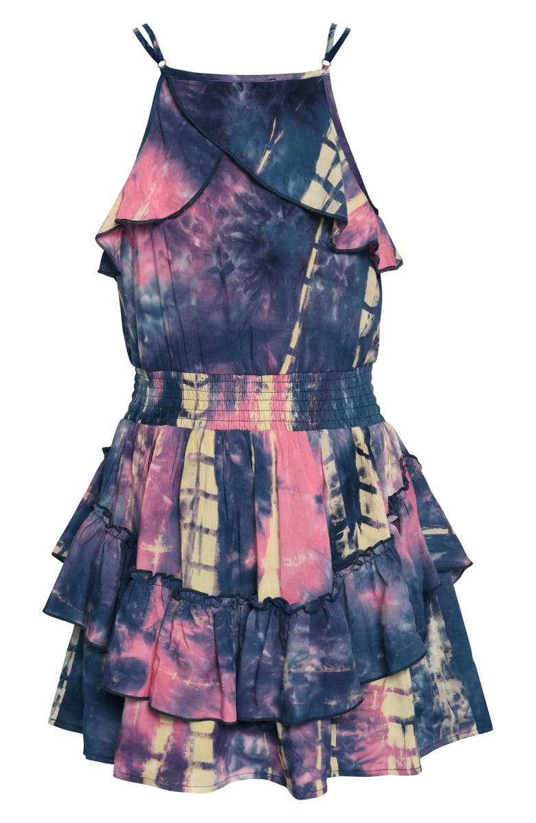 Truly Me Kids' Tie Dye Smocked Waist Sundress, Alternate, color, Navy Multi