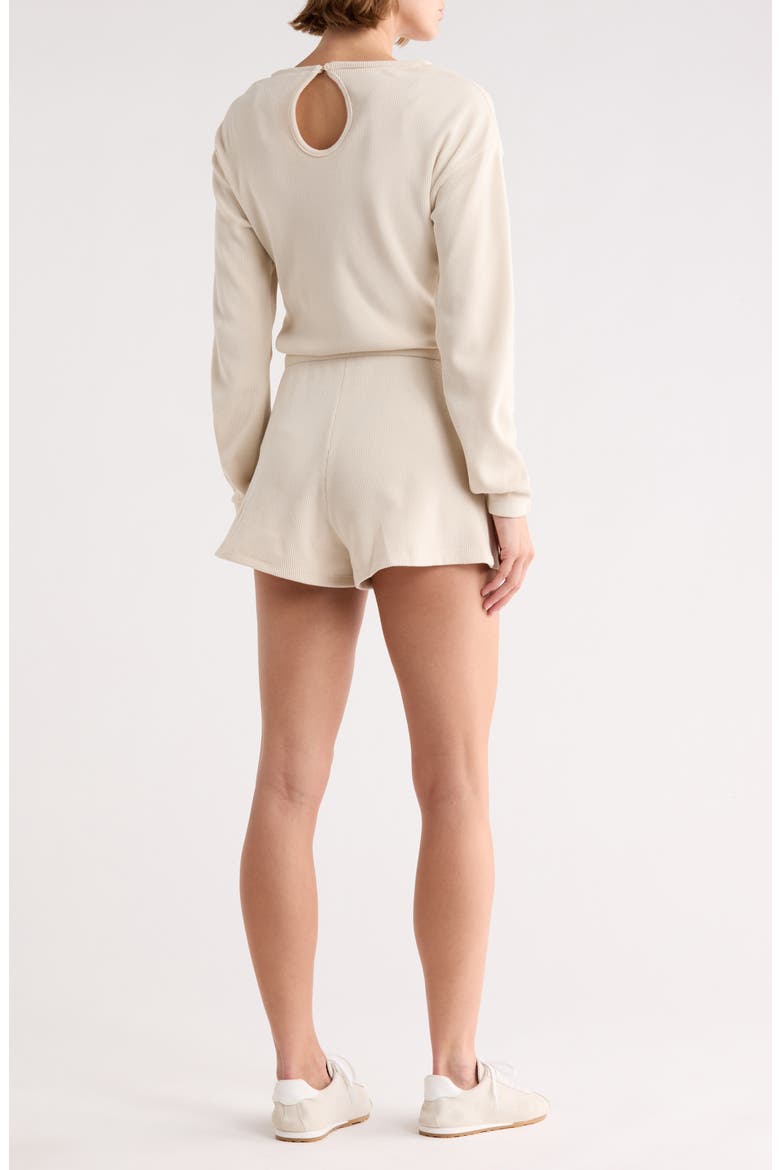 Long Sleeve Ribbed Romper, Alternate, color, BIRCH