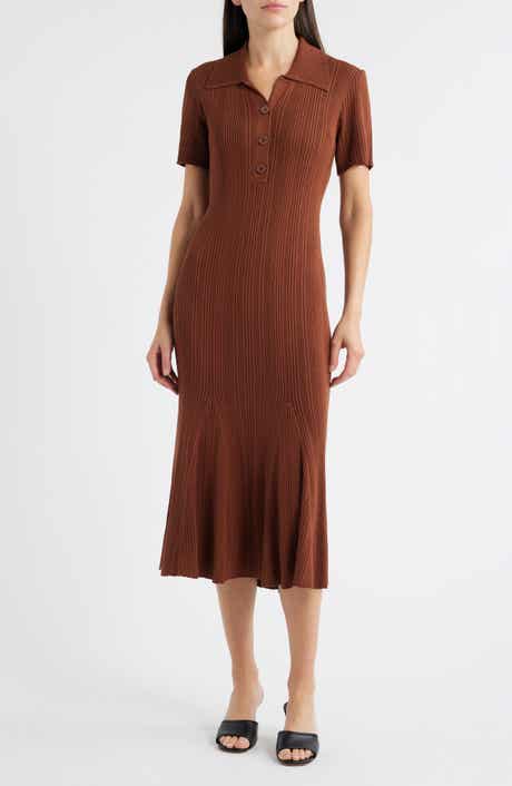 Julia Jordan Rib Short Sleeve Midi Sweater Dress