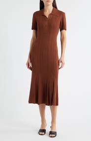Julia Jordan Rib Short Sleeve Midi Sweater Dress