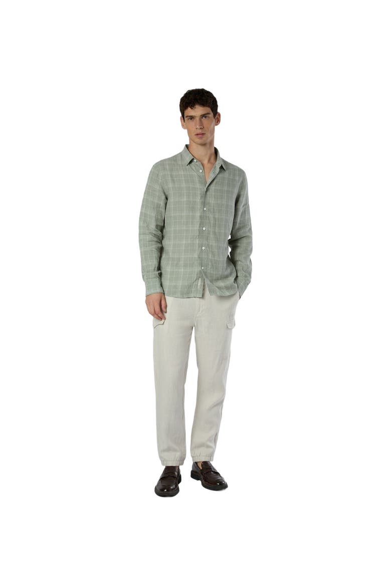 Linen Long Sleeve Shirt, Alternate, color, MUSTY GREEN/WHT