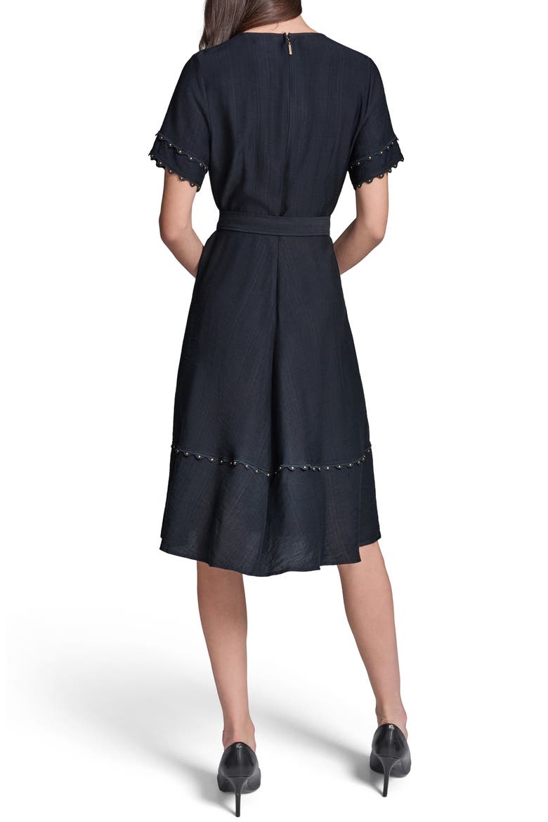 Stud Embellished Belted Button-Up Dress, Alternate, color, MIDNIGHT NAVY