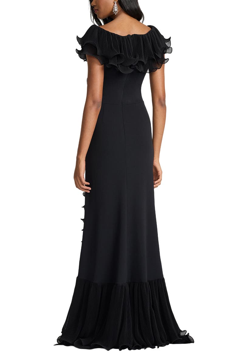 Tadashi Shoji Pleated Ruffle Gown, Alternate, color, Black