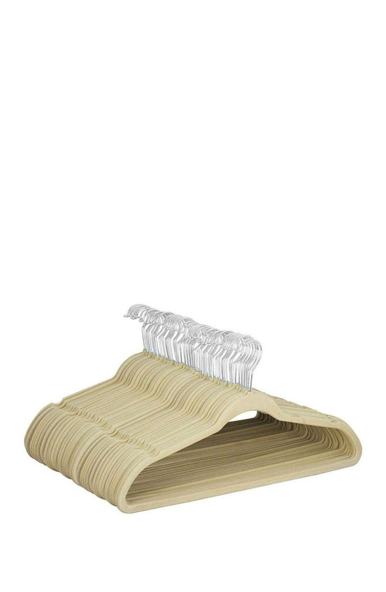 GLOMERY Ivory Non-Slip Heavy-Duty Velvet Hangers - Pack of 100, Main, color, 