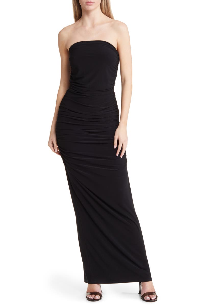 Open Edit Ruched Strapless Maxi Dress, Main, color,