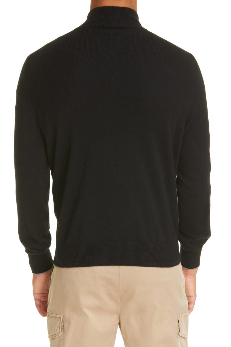 Quarter Zip Cashmere Pullover, Alternate, color, BLACK