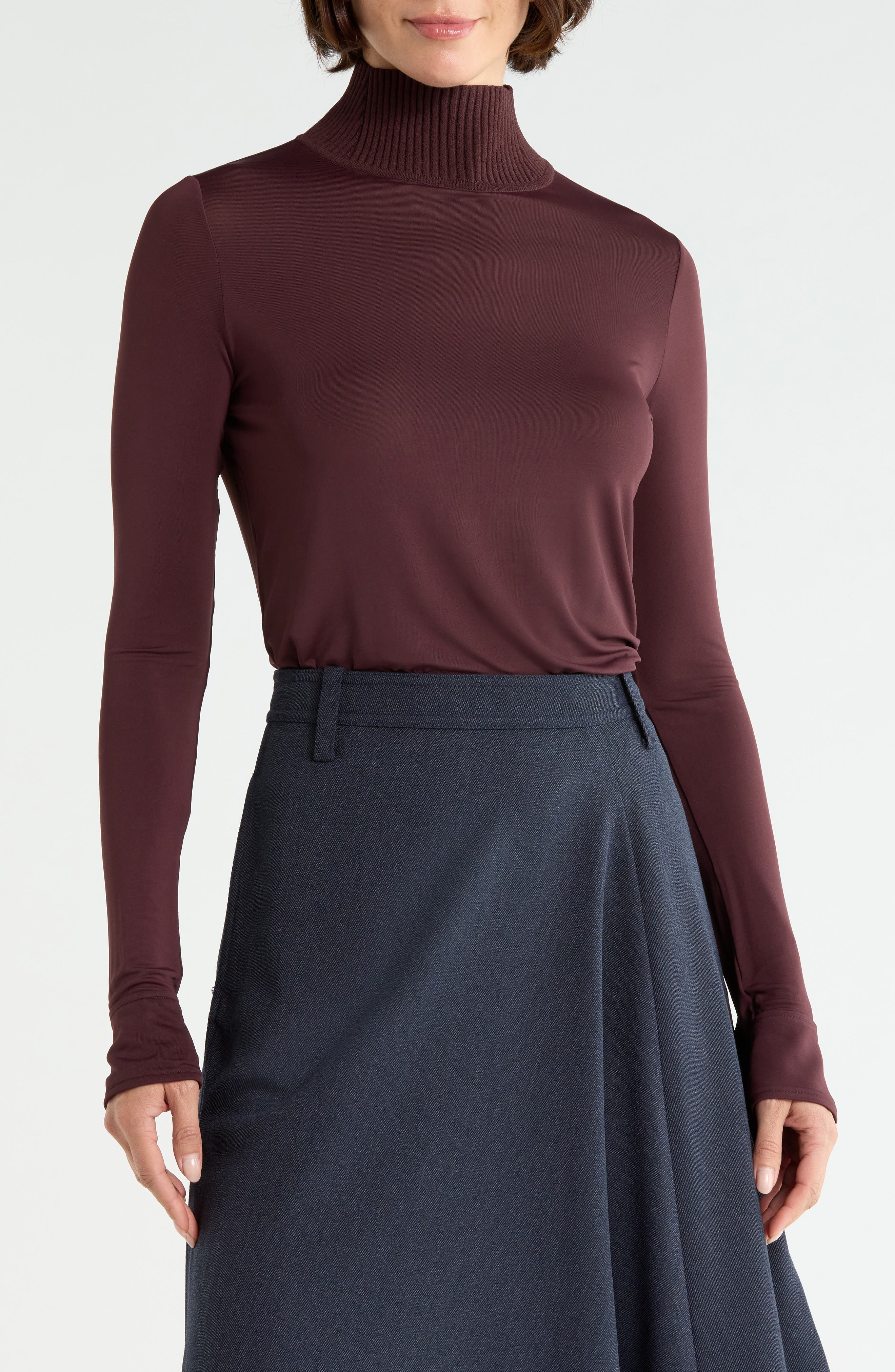 Elyse Mock Neck Long Sleeve Knit Top