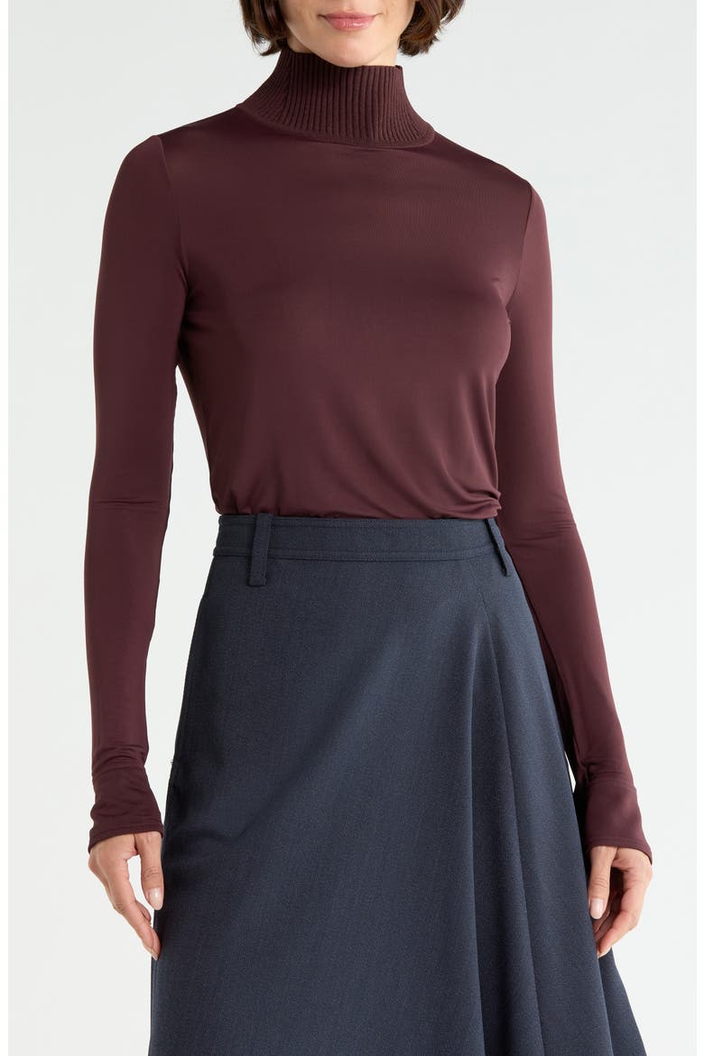 Elyse Mock Neck Long Sleeve Knit Top, Main, color, CHOCOLATE PLUM