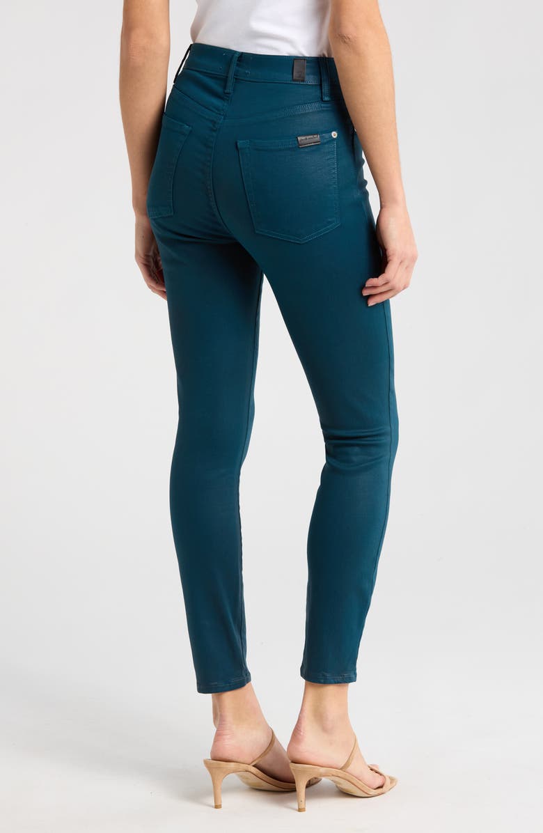 7 For All Mankind Coated High Waist Ankle Skinny Jeans, Alternate, color, Coated Peacock