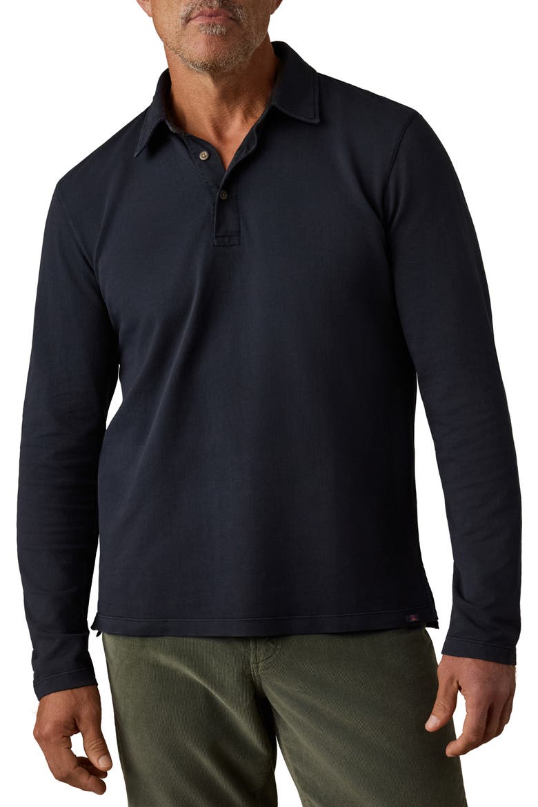 Field Long Sleeve Knit Polo, Main, color, RIDGE BLACK