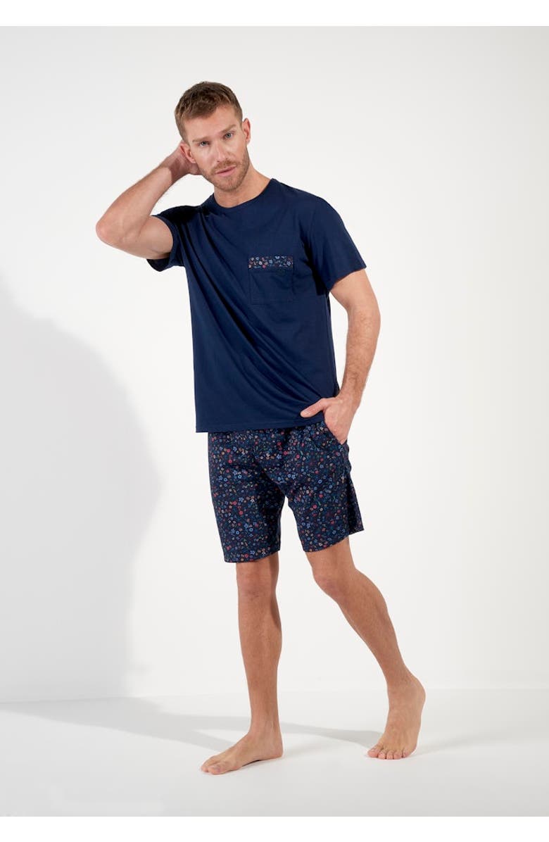 HOM Broceliande Short Pajama Set, Alternate, color, Navy Print