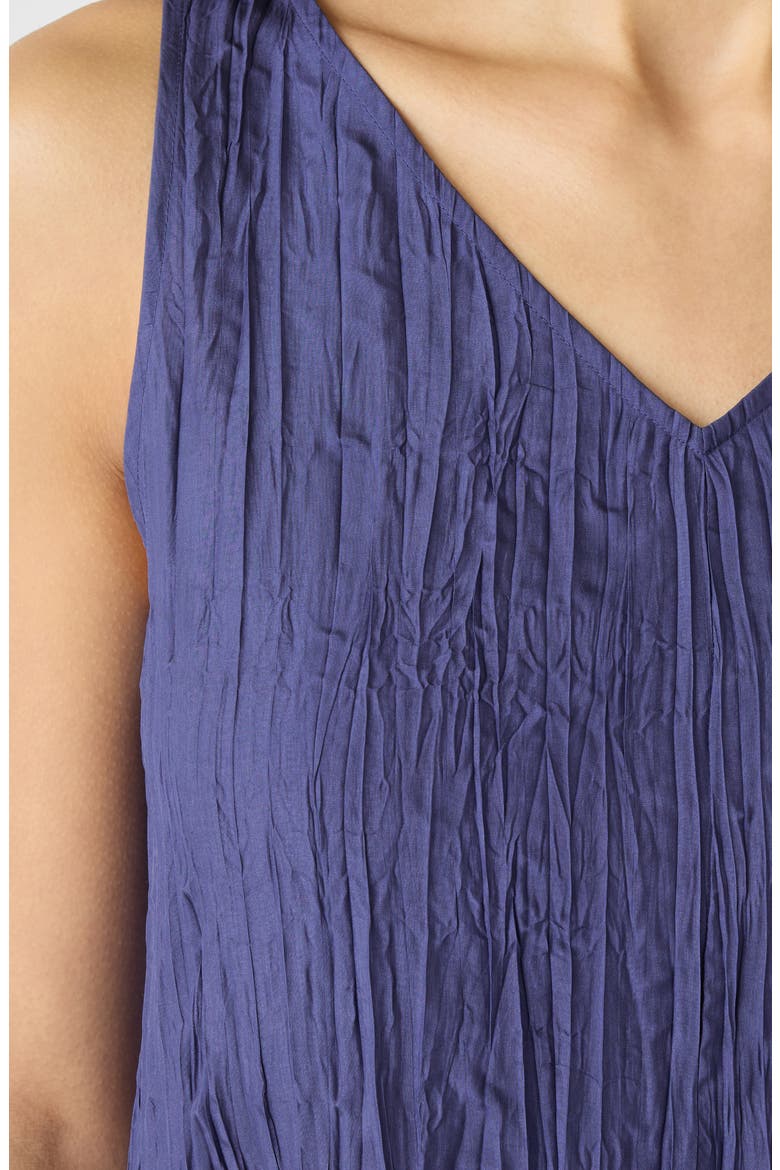 Pleated Silk Midi Dress, Alternate, color, BLUETTE