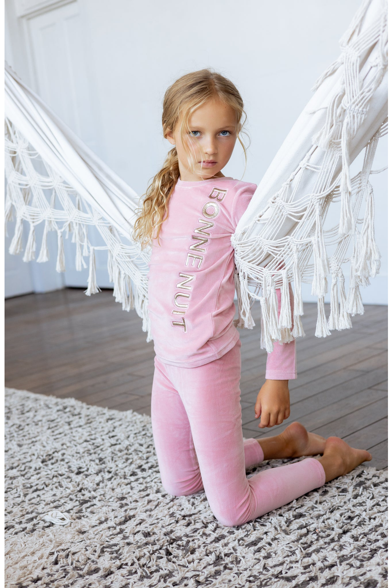 Velour Puffy Letters Loungewear Set, Alternate, color, Pink