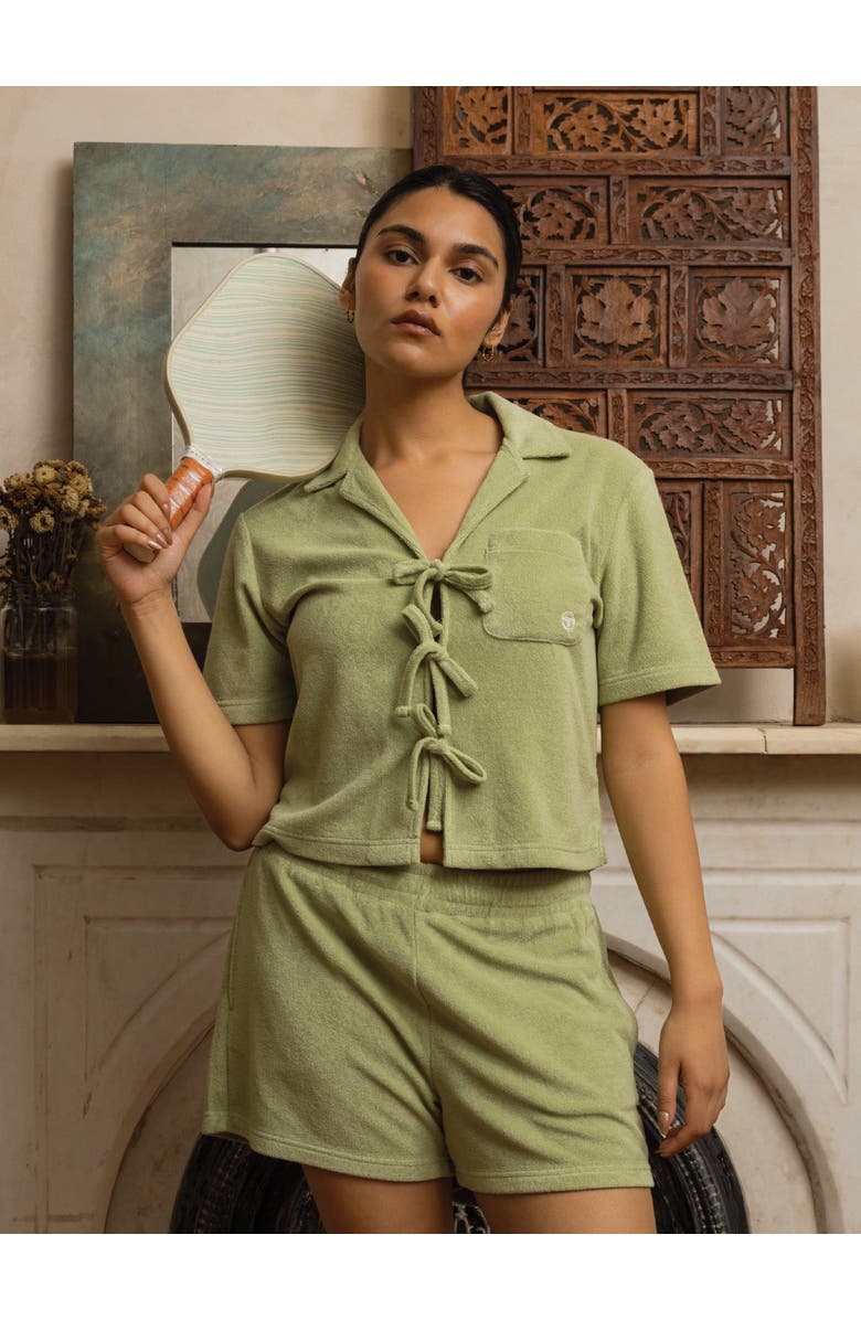 Sergio Tacchini Edda Cropped Shirt, Alternate, color, Reseda