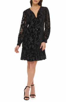 Velvet Burnout Long Sleeve Dress