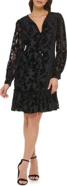 Kensie Velvet Burnout Long Sleeve Dress