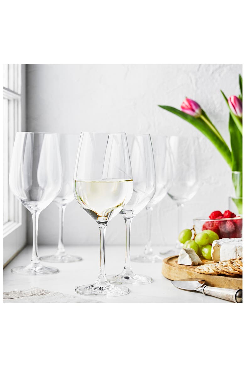 Predicat Burgundy White Glass 6-Piece Set, Alternate, color, CLEAR